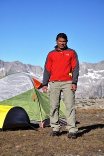 Rajan at campsite near upper Dusy Basin